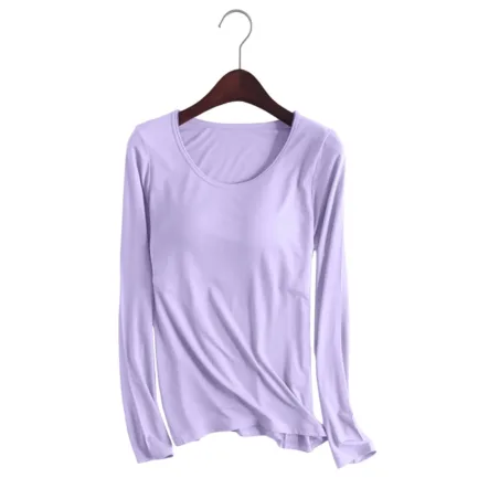 Hike Long Sleeve Shirt Women 's T Shirt Bra Long Sleeve Pajama Yoga Top Padded Casual Top Tee Tissue Tees Women Long Sleeve - Image 3