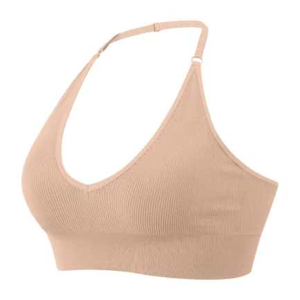 Halterneck Sports Bra Women's Backless Deep V Neck Sports Bustier Padded Sexy Gym Push Up Bra One Strap Sports Bras For Women - Image 8