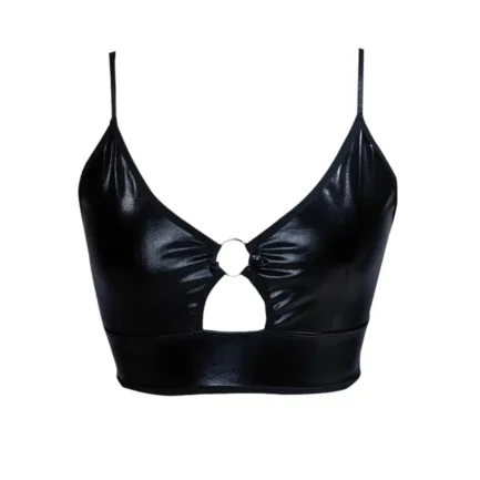 Women Sexy Glossy Leather Bra For Sex Hot Porn Sexy Lingerie Metal Ring Hollow Latex Push Up Bralette Tops Bra Women Clubwear - Image 16