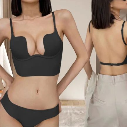Women Solid Low Bras U Shape Backless Multiple Convertible Straps Underwire Fashion Backless Adjustable Shoulder Strap Lingerie