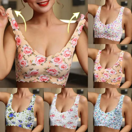 2024 New Bra Plus-Size Women'sBra Silk With Ice Print Sexy Unblemished Floral Underwear Floral Art Style With Support And Lift - Image 7