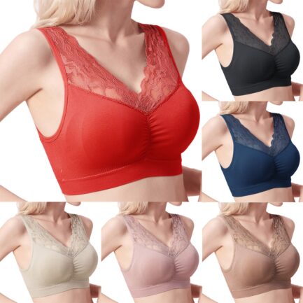 Sexy Lace Bras For Women Seamless Comfortable Deep V Brassiere Tube Top Solid Push Up Wireless Gathered Bra Underwear Lingerie - Image 7