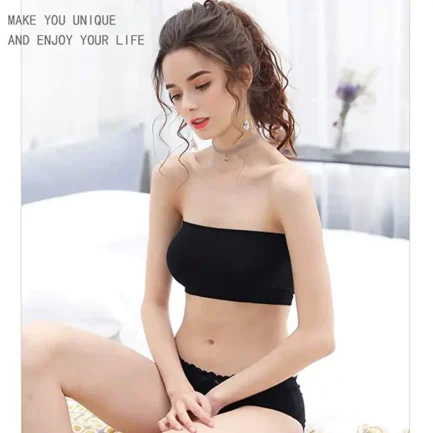 Double Layers Plus Size Strapless Bra Bandeau Tube Removable Padded Top Stretchy Seamless Bandeau Bra Boob Crop Spaghetti Strap - Image 14