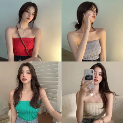 Colorful Strapless Bras Women's Tube Top Bra Female Sexy Crop Top Seamless Tube Tops Girls Nonwire Bandeau Underwear Intimates - Image 15
