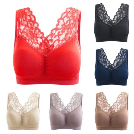 Sexy Lace Bras For Women Seamless Comfortable Deep V Brassiere Tube Top Solid Push Up Wireless Gathered Bra Underwear Lingerie - Image 15
