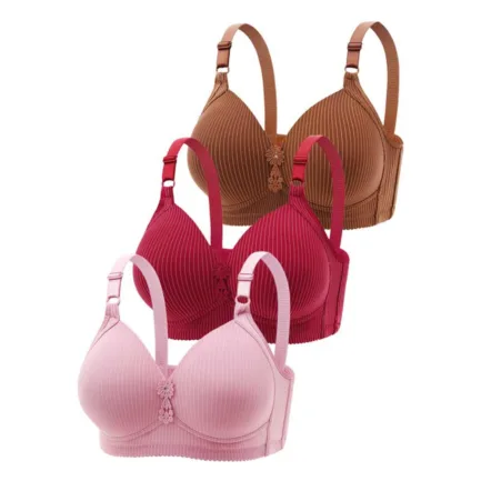 Large Bra 3PC Women's Sexy No Steel Ring Large And Thin Breathable Underwear Gather Comfortable Bra - Image 14