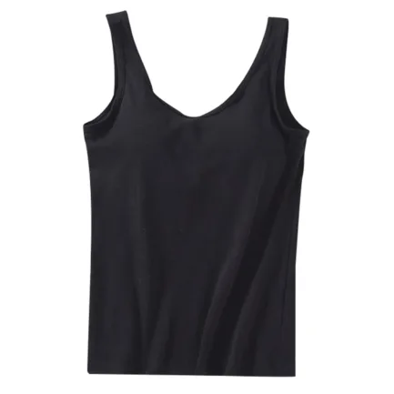 Women'S T-Shirt Womens Tank Tops With Built In Bras 2024 Summer Casual Crew Neck Sleeveless Camisole Cotton Padded топ женский - Image 10