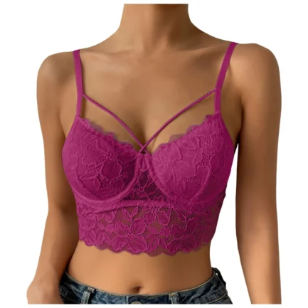 Women's Sexy Lace Bras Plus Size Backless Underwear Bras Push Up Crop Tops Hollow Out Bralette Summer Lace Tank Top Intimates - Image 16
