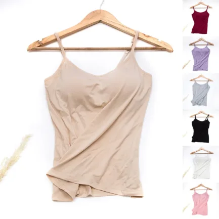 Women Suspended Vest With Chest Pad Women's Thin Shoulder Strap Bra T Integrated Shirt Basic version Sexy Sling For Female - Image 7
