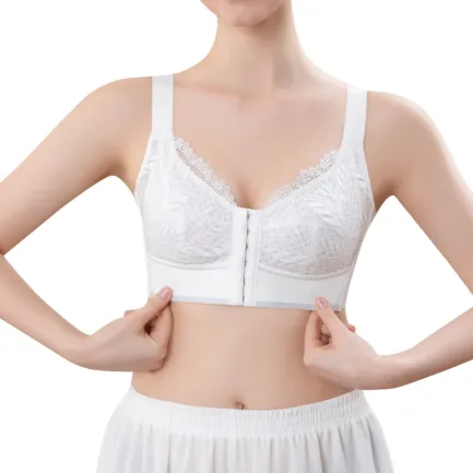 Plus Size Bras Women Full Cup Thin Underwear Front Button Closure Wireless Sports Lace Big Size Bra Underwire Brassiere Top Vest - Image 9