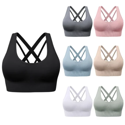Sexy Sports Bra For Women Padded Medium Support Strappy Bras Seamless Yoga Exercise Athletic Women Push Up Cross Back Underwear - Image 7