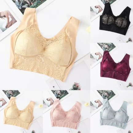 Women Lace Bra Camisole Underwear Bue Breathable V Neck Gather Up Soft Comfortabl Casual Soft And Comfortable No Underwire Bra - Image 7