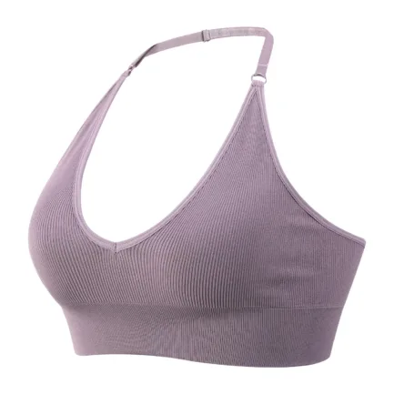 Halterneck Sports Bra Women's Backless Deep V Neck Sports Bustier Padded Sexy Gym Push Up Bra One Strap Sports Bras For Women - Image 12