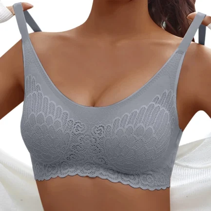 Womens Seamless Smooth Bras without Steel Ring Full-Coverage Push Up Bras Floral Embroidery Bralette Breathable Sleep Underwear - Image 8