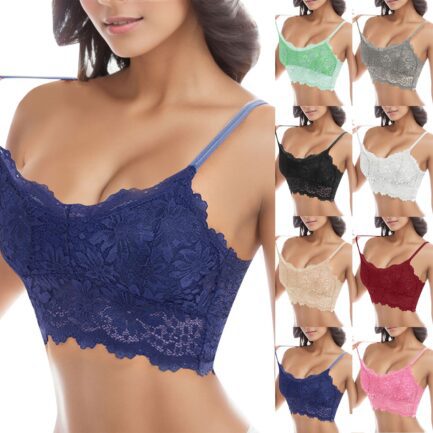 Women Vest Hot Bra Seamless Bras Lingerie Sexy V Neck Underwear Lace Panel No Steel Ring Bras Female Corset Sling Bralette Ropa - Image 7