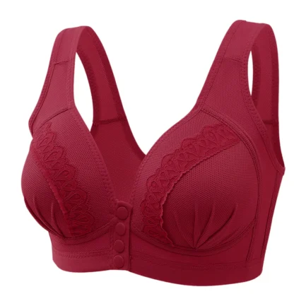 Women Front Button Lace Bras Shaping Cup Shoulder Strap Large Size Underwire V Neck Sexy Bra Soft Comfortable Underwear Push Up - Image 9