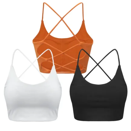 3 PCS Sports Bra for Women, Summer Criss Cross Bra Removable Padded Seamless Medium Support Yoga Bra for Workout Fitness - Image 2