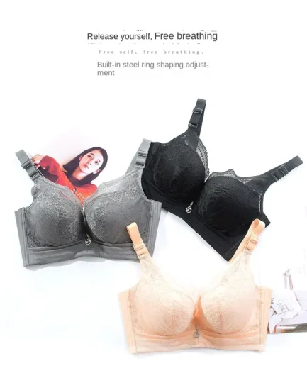 Women's Large Size Underwear Big Chest Small Women's Anti-Sagging Steel Ring Upper Support Shaping 95d Large Size Bra Thin - Image 7
