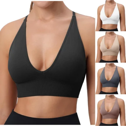Deep V Neck Sports Bra Padded Adjustable Thin Strap Fitness Yoga Bras Plus Size Bra Gym Push Up Underwear Workout Fitness Vest - Image 7
