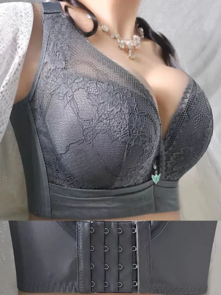 Women's Large Size Underwear Big Chest Small Women's Anti-Sagging Steel Ring Upper Support Shaping 95d Large Size Bra Thin