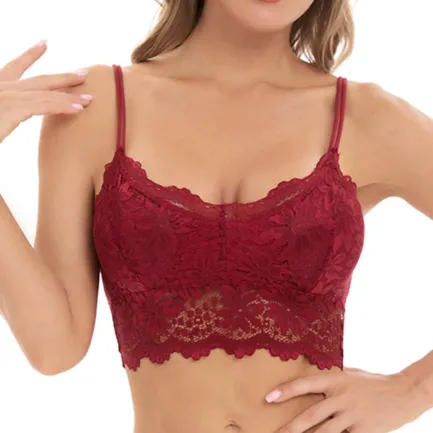 Plus Size Strapless Lace Bra Women Wireless Bra Padded Vest Crop Tops Corsets Temptation Seamless Underwear Sexy Bralette Ropa