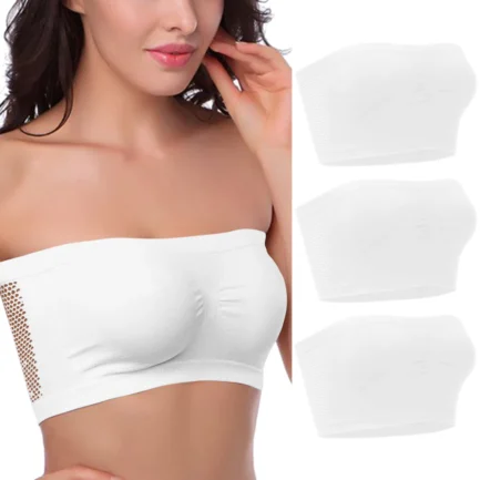 Sleep & Lounge Bras 3 Pieces Womens Non Padded Bandeau Sprots Bra Strapless Convertible Bralettes Basic Layer Top ملابس داخلية - Image 12
