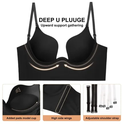 Sexy Women Lingerie U Backless Bras Deep U Low Cut Push Up Bra Brassiere Female Breathable Bralette Invisible Bra Underwear - Image 5