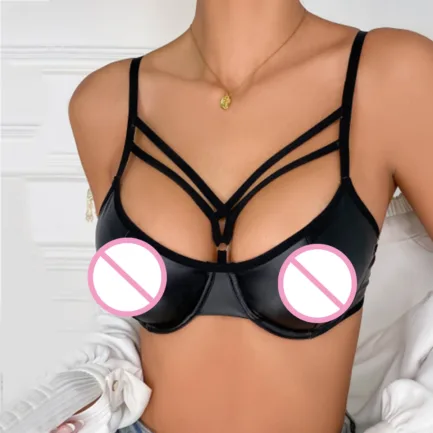 Faux Leather Bralette Bras Cropped Tops Sexy Lingerie Wetlook Latex Push Up Rave Party Pole Dance Clubwear Bralette Underwear - Image 15