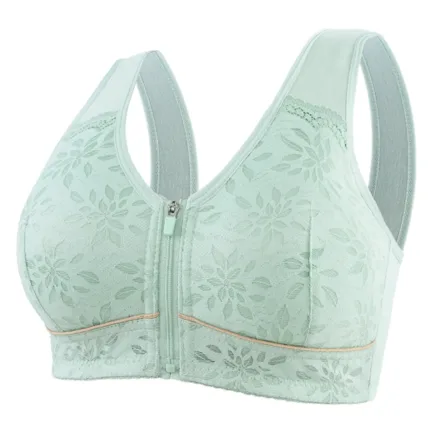 High End Push Up Bras For Women Women's Comfort Jacquard Zipper Wireless Breathable Sleep Bra Female Widened Strap Underwear - Image 9