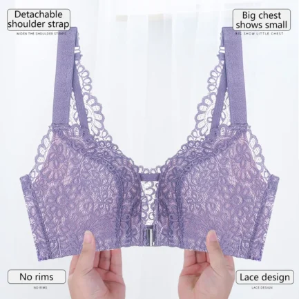 Women Front Closure Bra Sexy Bras Front-Close Lift Up Bra Wireless Bralette Gather Soft Brassiere Top Vest BCD Lace Bralettes - Image 12