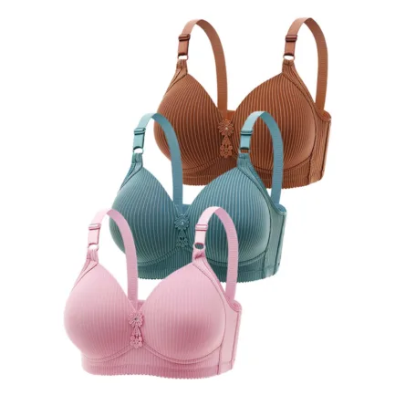 Large Bra 3PC Women's Sexy No Steel Ring Large And Thin Breathable Underwear Gather Comfortable Bra - Image 13