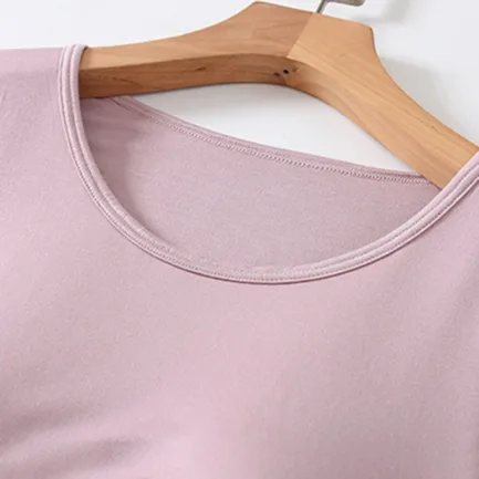Women's One-Piece T-Shirt With Built In Bra Short-sleeved Slim Fit Soft Breathable Casual All-Matching Tops - Image 17