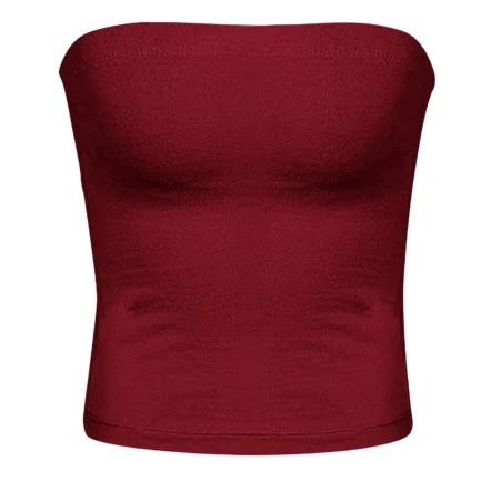Plus Size Tube Tops Women Sexy Strapless Off Shoulder Crop Top Solid Color Stretchy Bandeau Seamless Breast Wrap No-Padded Bra - Image 4