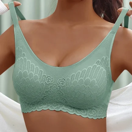 Plus Size Lace Sports Bras For Women Wireless Push Up Small Chest Gathered Sleep Bra Solid Breathable Comfortable Underwear Top - Image 2