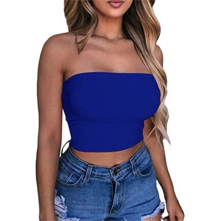 Women Sexy Solid Color Crop Bandage Top Strapless Bandeau Tube Top Sleeveless Backless Non-Slip Women Underwear Cami Vest - Image 8