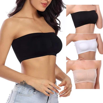 Double Layers Plus Size Strapless Bra Bandeau Tube Removable Padded Top Stretchy Seamless Bandeau Bra Boob Crop Spaghetti Strap - Image 16