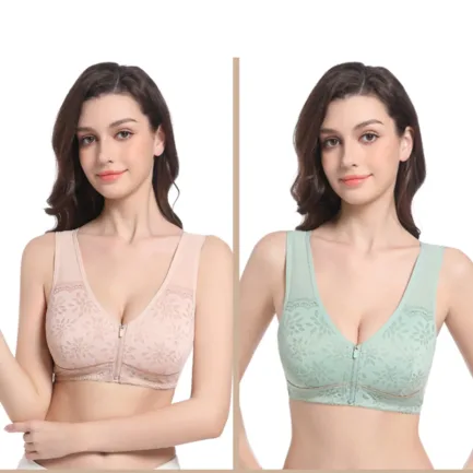 High End Push Up Bras For Women Women's Comfort Jacquard Zipper Wireless Breathable Sleep Bra Female Widened Strap Underwear - Image 16