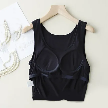 Solid Scoop Neck Casual Sleeveless Backless Crop Top With Built In Padded Bra Ribbed Slim White Sexy Basic T Shirt Ropa Barata - Image 14