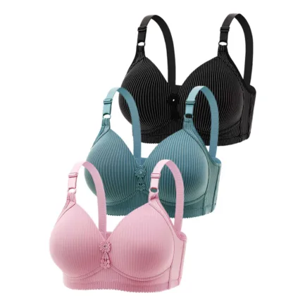 Large Bra 3PC Women's Sexy No Steel Ring Large And Thin Breathable Underwear Gather Comfortable Bra - Image 11