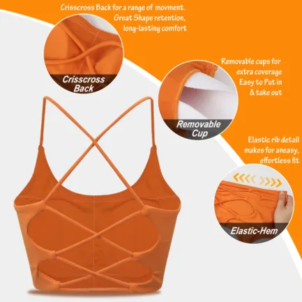 3 PCS Sports Bra for Women, Summer Criss Cross Bra Removable Padded Seamless Medium Support Yoga Bra for Workout Fitness - Image 8