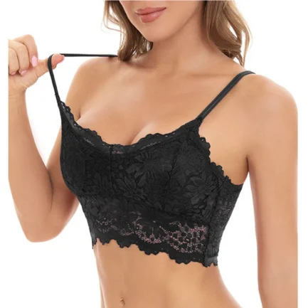 Strapless Bras for Women Floral Lace Bandeau Padded Seamless Full Coverage Lightly Lined Wireless Bras Plus Size Comfort Bra