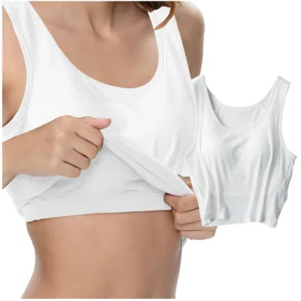 Solid Scoop Neck Casual Sleeveless Backless Crop Top With Built In Padded Bra Ribbed Slim White Sexy Basic T Shirt Ropa Barata - Image 10