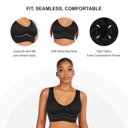 Women Fitted V-Neck Seamless Bra Tank Top Built-in thin Bra Cup Hide Back Fat Full Back Coverage Underwire Steel Bones Bra - Image 12