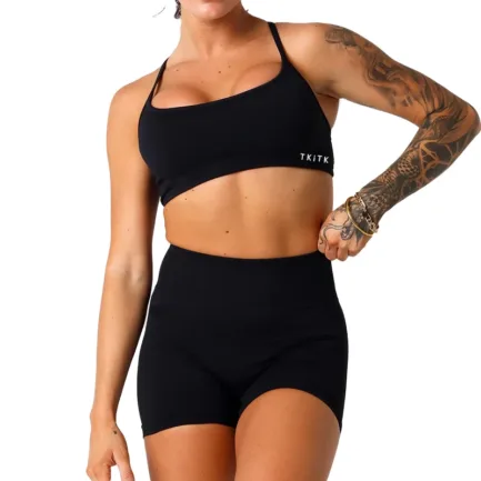 2Pieces TKITK Dynamic Backless Sports Bra Seamless Spandex Woman Fitness Elastic Breathable Enhancement Leisure Sports Underwear - Image 9