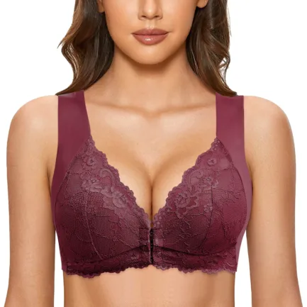 Women Bra Womens No Steel Ring French Womens Front Close Bra T Back Seamless Unlined Bra For Large Bust - Image 6