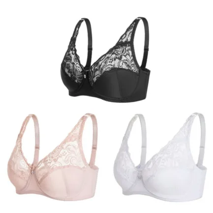Plus Size Women Scalloped Lace Bra Embroidery Floral Bralette Underwire Minimizer Bras 3/4 Cups Bra Non-Padded Push up Brassiere - Image 16