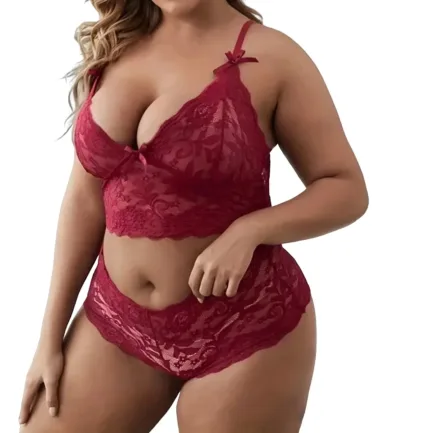 Plus Size Lingeries Set For Women Sexy Lace Halter Bralette High Waist Panty Set Chemise Sexy Nightgowns Women Erotic Underwear - Image 12
