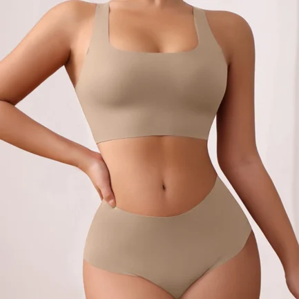 Vest Style Women'S Underwear Set Large Size Sports No Underwire Upper Bracket Gathering Removable Pad Women'S Bra Boxe4 Briefs - Image 15
