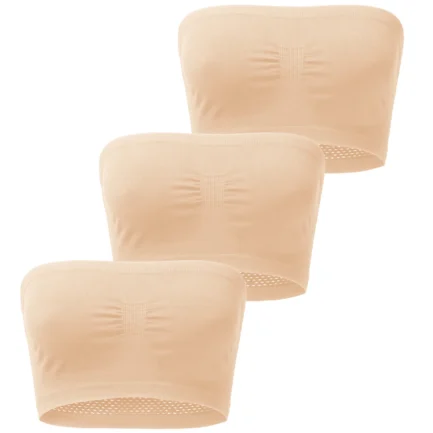 Sleep & Lounge Bras 3 Pieces Womens Non Padded Bandeau Sprots Bra Strapless Convertible Bralettes Basic Layer Top ملابس داخلية - Image 11