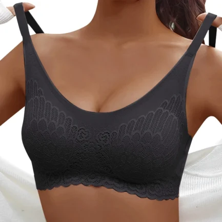 Womens Seamless Smooth Bras without Steel Ring Full-Coverage Push Up Bras Floral Embroidery Bralette Breathable Sleep Underwear - Image 25